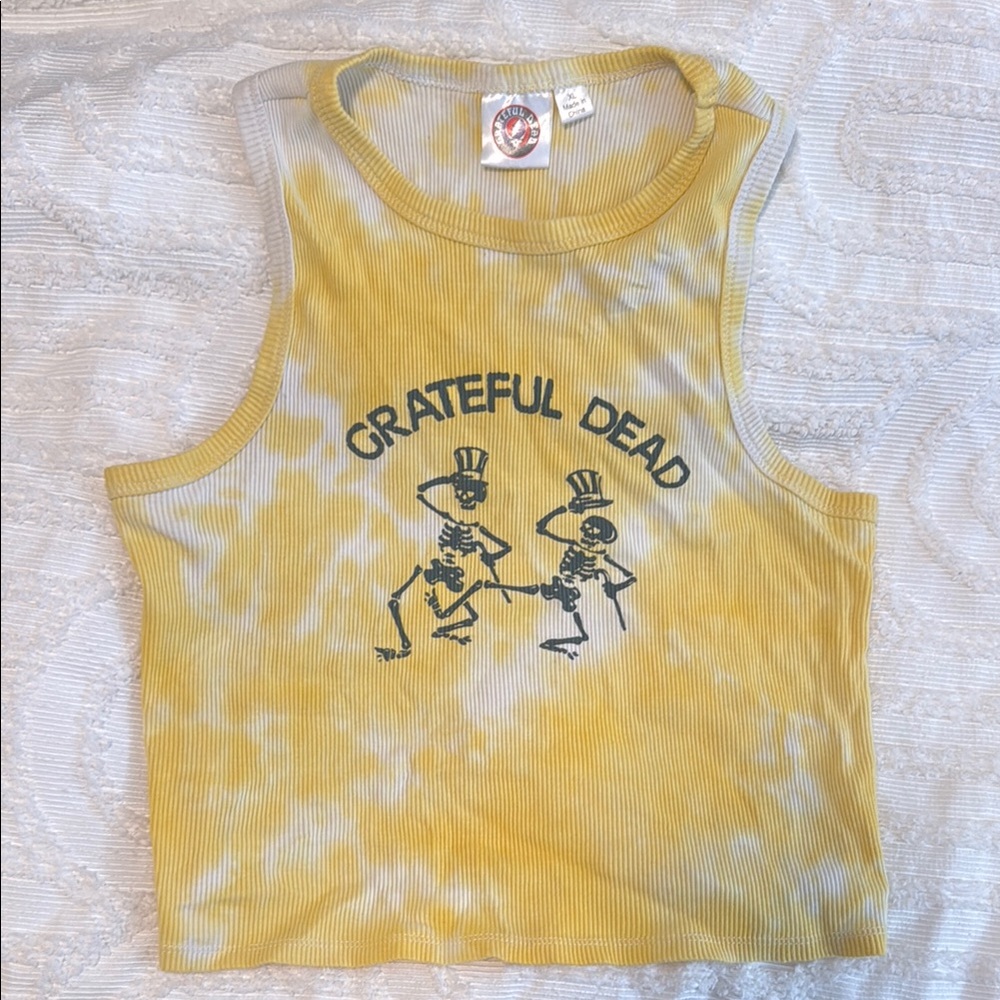 XL Grateful Dead Yellow Tie-Dye Tank Top